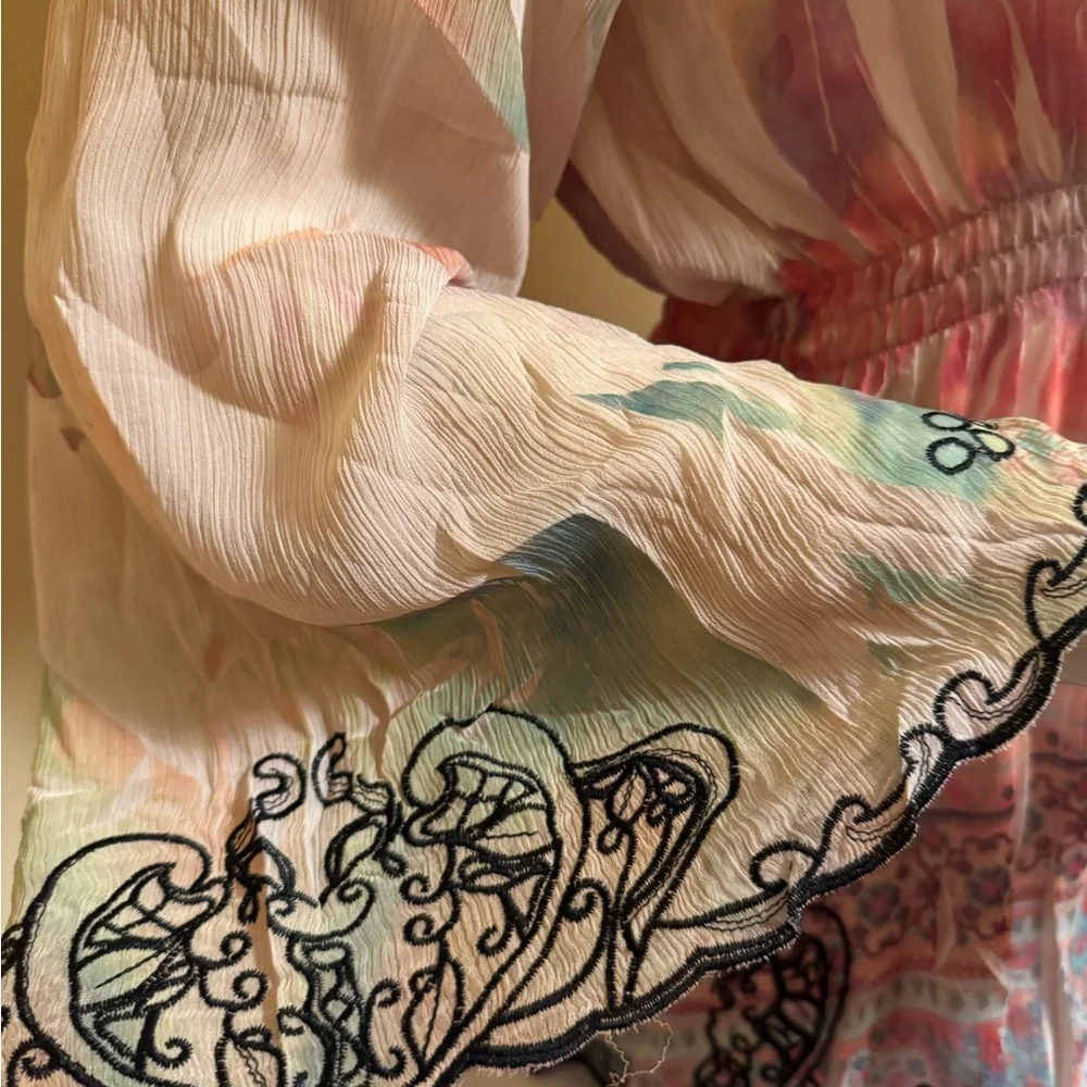 Women's Multicolor Sheer Bohemian Top - Picture 4 of 6